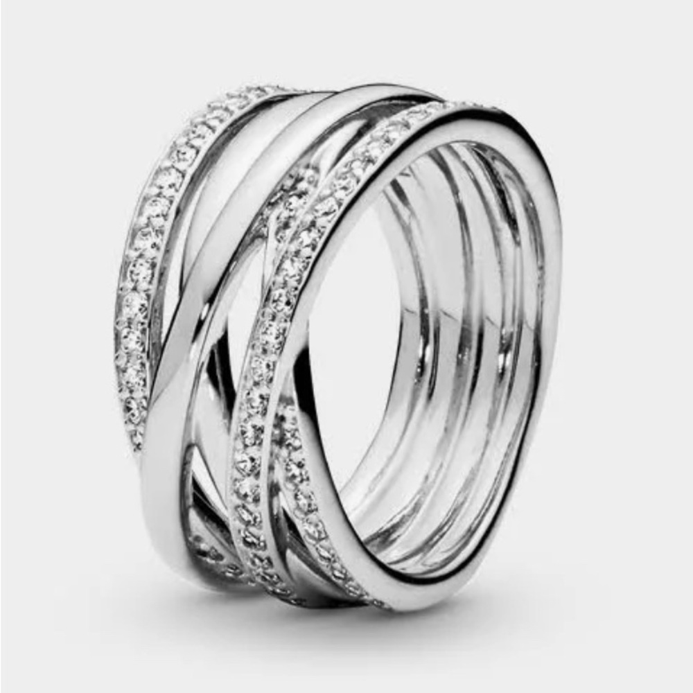 Pandora Entwined Sterling Silver CZ Ring